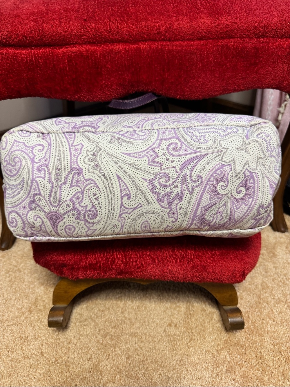 Etro Paisley Canvas Tote Bag with Purple Trim - Picture 3 of 6